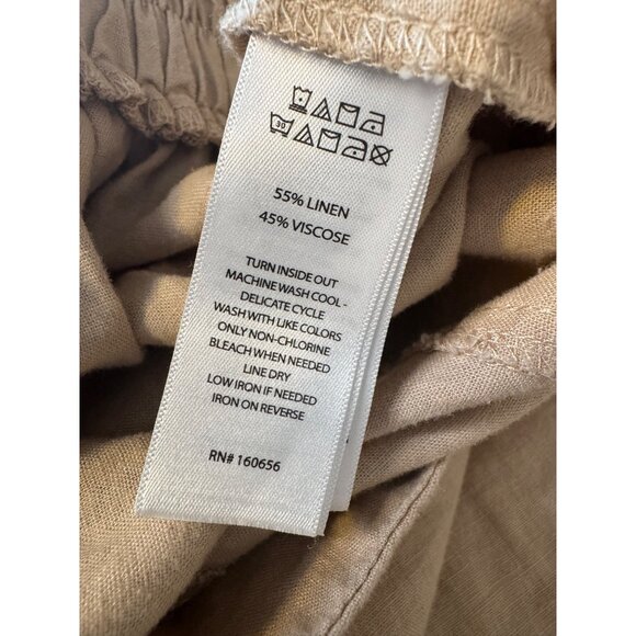 Sincerely Jules Linen Blend Tan Pants Size Medium Elastic Waist NWOT - Picture 7 of 10